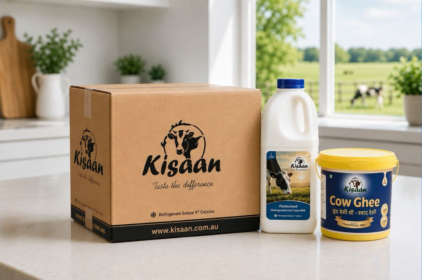 Kisaan delivery box with milk and cow ghee for Melbourne households