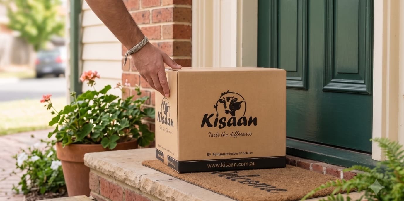 Kisaan delivery box on a doorstep