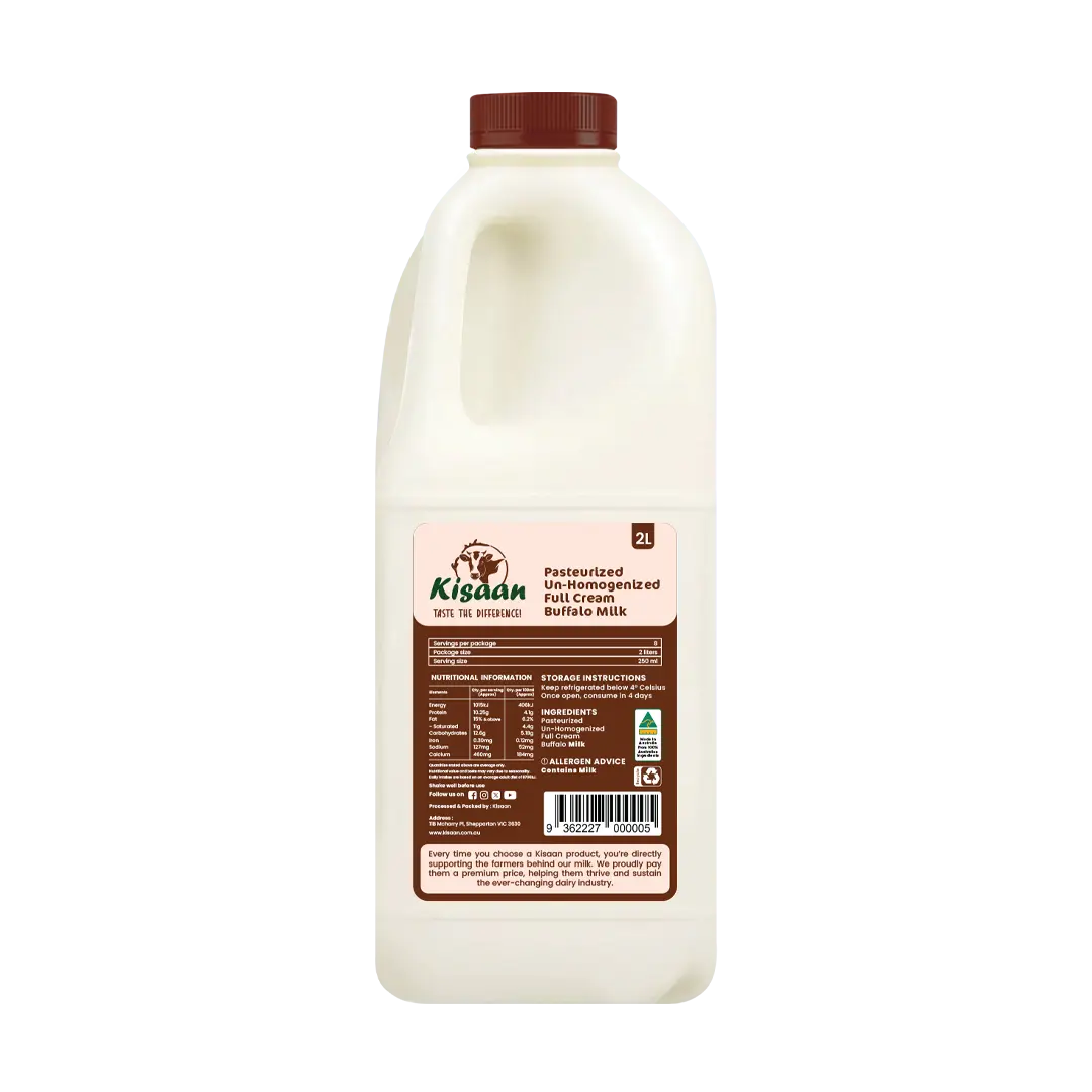 Pasteurized Un-Homogenized Buffalo Milk - 2L Bottle